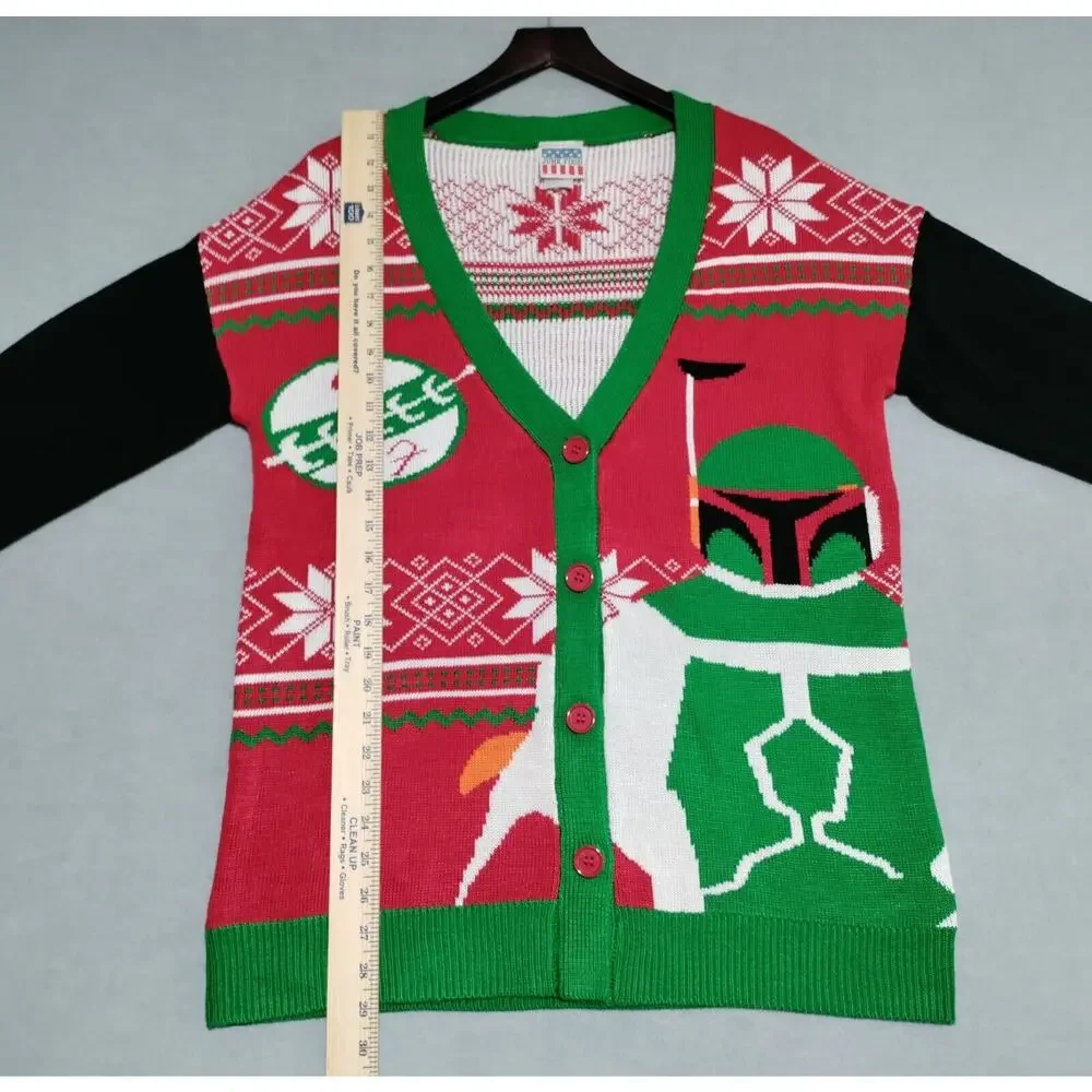 Junk Food Mens Large Star Wars Boba Fett Ugly Christmas Sweater Cardigan - Picture 12 of 15